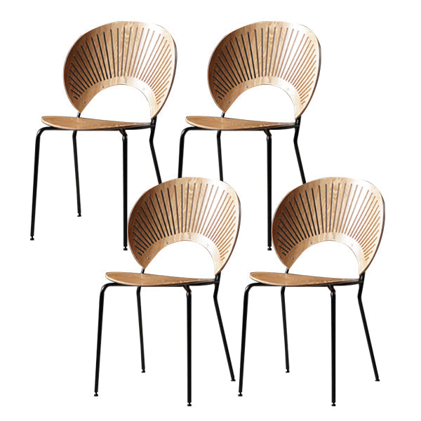 Wood Side Chair Contemporary Open Back Dining Chair for Indoor Natural Wood Black 4 Piece Set Clearhalo 'Dining Chairs' 'Dining Tables & Seating' 'dining_chair' 'furn' 'furn_dining_chair' 'Furniture' 'furniture_dining_chair' 'Kitchen & Dining Furniture' 5019846