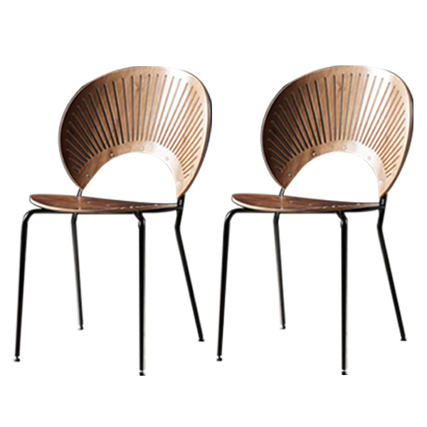 Wood Side Chair Contemporary Open Back Dining Chair for Indoor Brown-Black 2 Piece Set Clearhalo 'Dining Chairs' 'Dining Tables & Seating' 'dining_chair' 'furn' 'furn_dining_chair' 'Furniture' 'furniture_dining_chair' 'Kitchen & Dining Furniture' 5019849