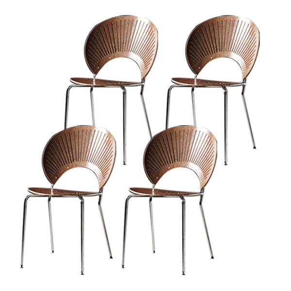 Wood Side Chair Contemporary Open Back Dining Chair for Indoor Silver Brown 4 Piece Set Clearhalo 'Dining Chairs' 'Dining Tables & Seating' 'dining_chair' 'furn' 'furn_dining_chair' 'Furniture' 'furniture_dining_chair' 'Kitchen & Dining Furniture' 5019858