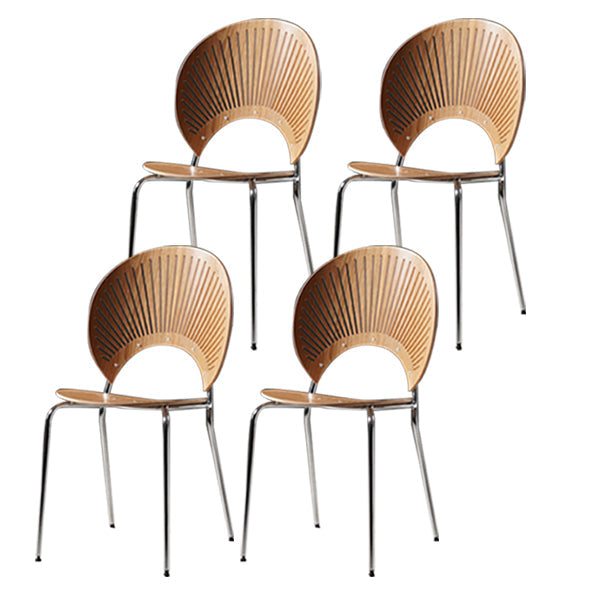 Wood Side Chair Contemporary Open Back Dining Chair for Indoor Wood-Silver 4 Piece Set Clearhalo 'Dining Chairs' 'Dining Tables & Seating' 'dining_chair' 'furn' 'furn_dining_chair' 'Furniture' 'furniture_dining_chair' 'Kitchen & Dining Furniture' 5019863