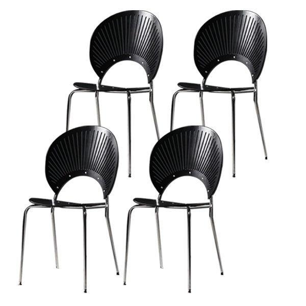 Wood Side Chair Contemporary Open Back Dining Chair for Indoor Black-Silver 4 Piece Set Clearhalo 'Dining Chairs' 'Dining Tables & Seating' 'dining_chair' 'furn' 'furn_dining_chair' 'Furniture' 'furniture_dining_chair' 'Kitchen & Dining Furniture' 5019872