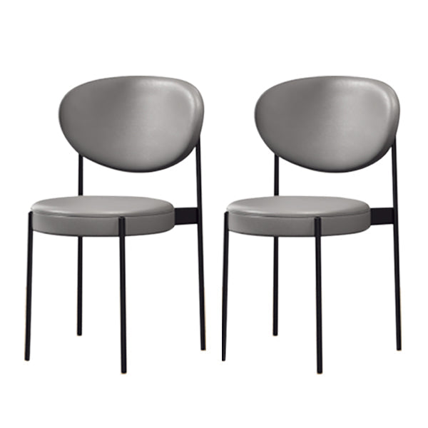 PU Leather Side Chair Modern Style Open Back Dining Side Chair for Indoor Grey 2 Piece Set Clearhalo 'Dining Chairs' 'Dining Tables & Seating' 'dining_chair' 'furn' 'furn_dining_chair' 'Furniture' 'furniture_dining_chair' 'Kitchen & Dining Furniture' 5019883