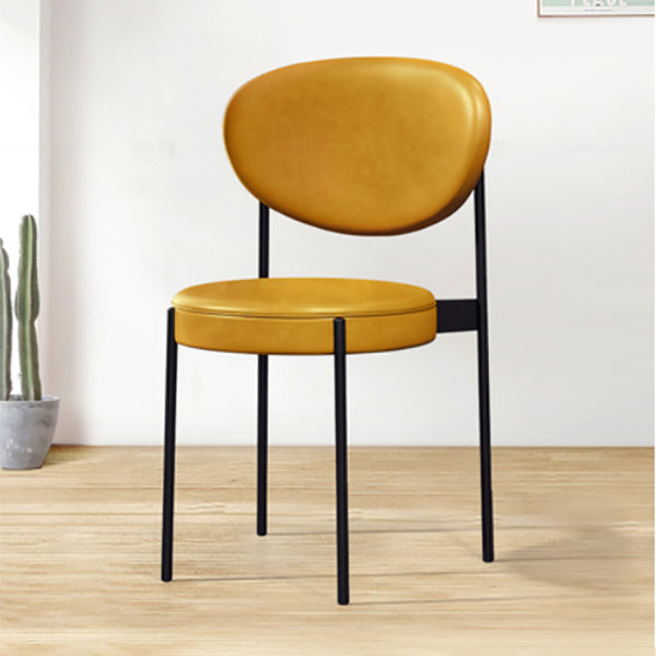 PU Leather Side Chair Modern Style Open Back Dining Side Chair for Indoor Yellow 1 Piece Clearhalo 'Dining Chairs' 'Dining Tables & Seating' 'dining_chair' 'furn' 'furn_dining_chair' 'Furniture' 'furniture_dining_chair' 'Kitchen & Dining Furniture' 5019887