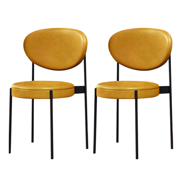 PU Leather Side Chair Modern Style Open Back Dining Side Chair for Indoor Yellow 2 Piece Set Clearhalo 'Dining Chairs' 'Dining Tables & Seating' 'dining_chair' 'furn' 'furn_dining_chair' 'Furniture' 'furniture_dining_chair' 'Kitchen & Dining Furniture' 5019888