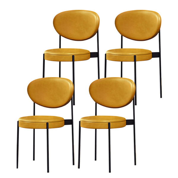 PU Leather Side Chair Modern Style Open Back Dining Side Chair for Indoor Yellow 4 Piece Set Clearhalo 'Dining Chairs' 'Dining Tables & Seating' 'dining_chair' 'furn' 'furn_dining_chair' 'Furniture' 'furniture_dining_chair' 'Kitchen & Dining Furniture' 5019890
