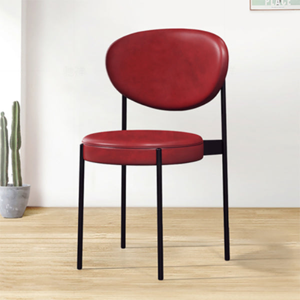 PU Leather Side Chair Modern Style Open Back Dining Side Chair for Indoor Red 1 Piece Clearhalo 'Dining Chairs' 'Dining Tables & Seating' 'dining_chair' 'furn' 'furn_dining_chair' 'Furniture' 'furniture_dining_chair' 'Kitchen & Dining Furniture' 5019894