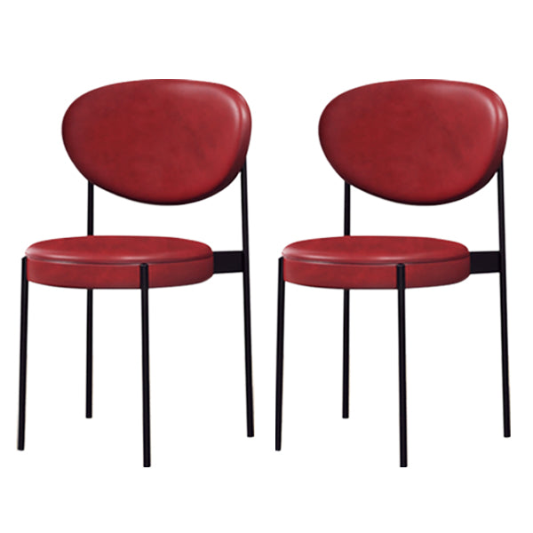 PU Leather Side Chair Modern Style Open Back Dining Side Chair for Indoor Red 2 Piece Set Clearhalo 'Dining Chairs' 'Dining Tables & Seating' 'dining_chair' 'furn' 'furn_dining_chair' 'Furniture' 'furniture_dining_chair' 'Kitchen & Dining Furniture' 5019895