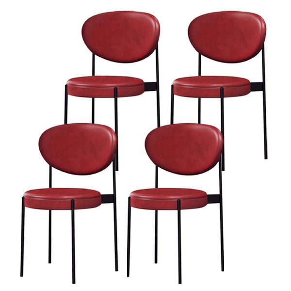 PU Leather Side Chair Modern Style Open Back Dining Side Chair for Indoor Red 4 Piece Set Clearhalo 'Dining Chairs' 'Dining Tables & Seating' 'dining_chair' 'furn' 'furn_dining_chair' 'Furniture' 'furniture_dining_chair' 'Kitchen & Dining Furniture' 5019896