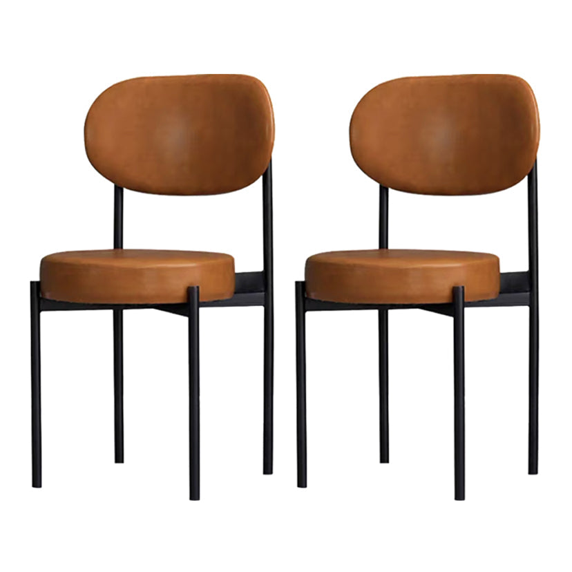 PU Leather Side Chair Modern Style Open Back Dining Side Chair for Indoor Orange 2 Piece Set Clearhalo 'Dining Chairs' 'Dining Tables & Seating' 'dining_chair' 'furn' 'furn_dining_chair' 'Furniture' 'furniture_dining_chair' 'Kitchen & Dining Furniture' 5019900