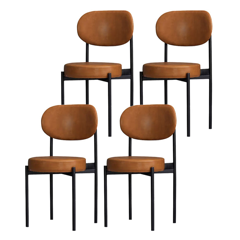 PU Leather Side Chair Modern Style Open Back Dining Side Chair for Indoor Orange 4 Piece Set Clearhalo 'Dining Chairs' 'Dining Tables & Seating' 'dining_chair' 'furn' 'furn_dining_chair' 'Furniture' 'furniture_dining_chair' 'Kitchen & Dining Furniture' 5019901