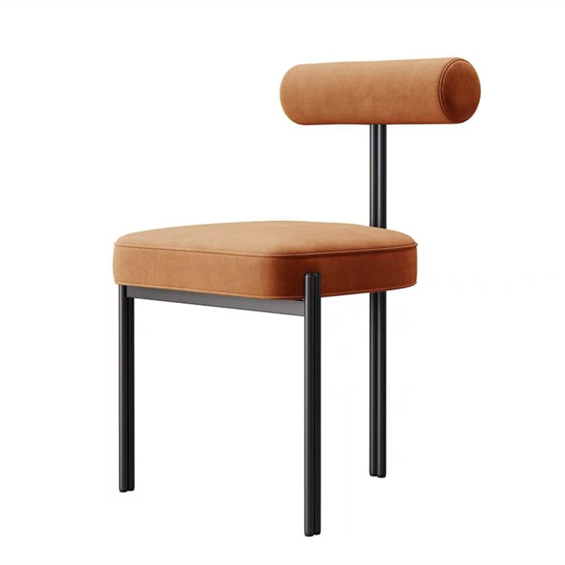 Glam Style Upholstered Dining Chair Open Back Dining Side Chair for Indoor Black-Orange 1 Piece Clearhalo 'Dining Chairs' 'Dining Tables & Seating' 'dining_chair' 'furn' 'furn_dining_chair' 'Furniture' 'furniture_dining_chair' 'Kitchen & Dining Furniture' 5019912