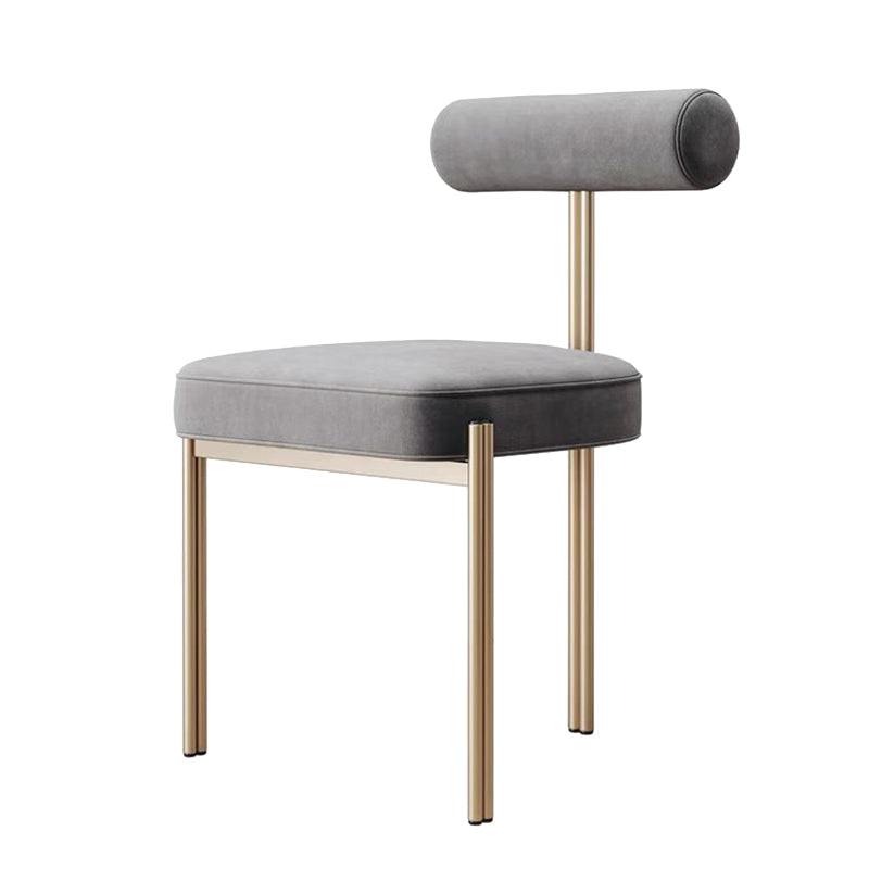 Glam Style Upholstered Dining Chair Open Back Dining Side Chair for Indoor Gray-Gold 1 Piece Clearhalo 'Dining Chairs' 'Dining Tables & Seating' 'dining_chair' 'furn' 'furn_dining_chair' 'Furniture' 'furniture_dining_chair' 'Kitchen & Dining Furniture' 5019915