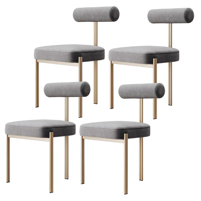 Glam Style Upholstered Dining Chair Open Back Dining Side Chair for Indoor Gray-Gold 4 Piece Set Clearhalo 'Dining Chairs' 'Dining Tables & Seating' 'dining_chair' 'furn' 'furn_dining_chair' 'Furniture' 'furniture_dining_chair' 'Kitchen & Dining Furniture' 5019917