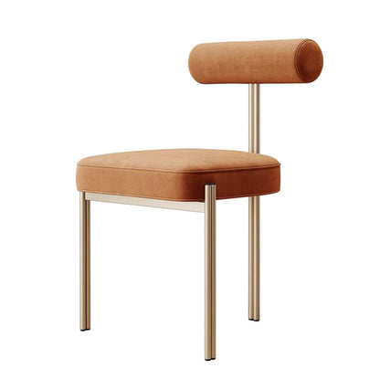 Glam Style Upholstered Dining Chair Open Back Dining Side Chair for Indoor Orange Gold 1 Piece Clearhalo 'Dining Chairs' 'Dining Tables & Seating' 'dining_chair' 'furn' 'furn_dining_chair' 'Furniture' 'furniture_dining_chair' 'Kitchen & Dining Furniture' 5019918