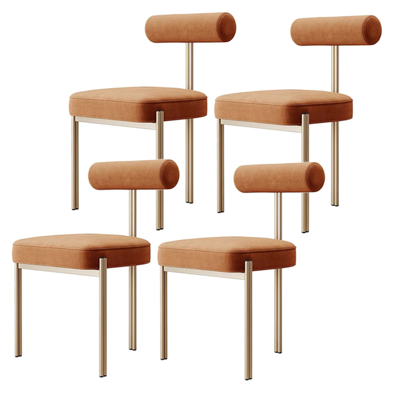 Glam Style Upholstered Dining Chair Open Back Dining Side Chair for Indoor Orange Gold 4 Piece Set Clearhalo 'Dining Chairs' 'Dining Tables & Seating' 'dining_chair' 'furn' 'furn_dining_chair' 'Furniture' 'furniture_dining_chair' 'Kitchen & Dining Furniture' 5019920
