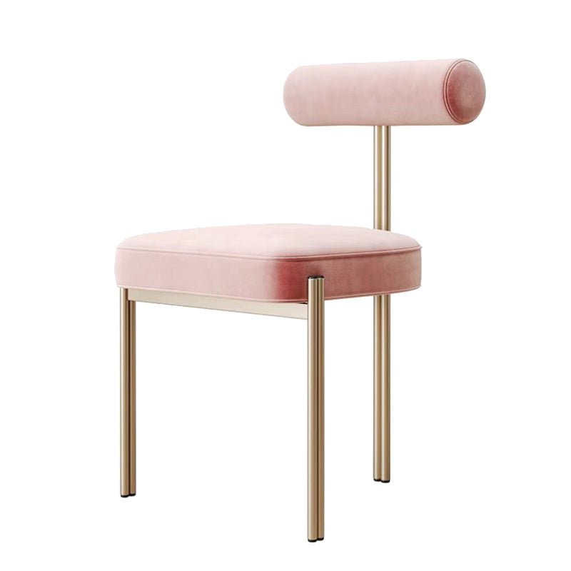 Glam Style Upholstered Dining Chair Open Back Dining Side Chair for Indoor Pink Gold 1 Piece Clearhalo 'Dining Chairs' 'Dining Tables & Seating' 'dining_chair' 'furn' 'furn_dining_chair' 'Furniture' 'furniture_dining_chair' 'Kitchen & Dining Furniture' 5019921