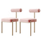 Glam Style Upholstered Dining Chair Open Back Dining Side Chair for Indoor Pink Gold 2 Piece Set Clearhalo 'Dining Chairs' 'Dining Tables & Seating' 'dining_chair' 'furn' 'furn_dining_chair' 'Furniture' 'furniture_dining_chair' 'Kitchen & Dining Furniture' 5019922