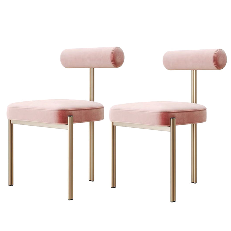 Glam Style Upholstered Dining Chair Open Back Dining Side Chair for Indoor Pink Gold 2 Piece Set Clearhalo 'Dining Chairs' 'Dining Tables & Seating' 'dining_chair' 'furn' 'furn_dining_chair' 'Furniture' 'furniture_dining_chair' 'Kitchen & Dining Furniture' 5019922
