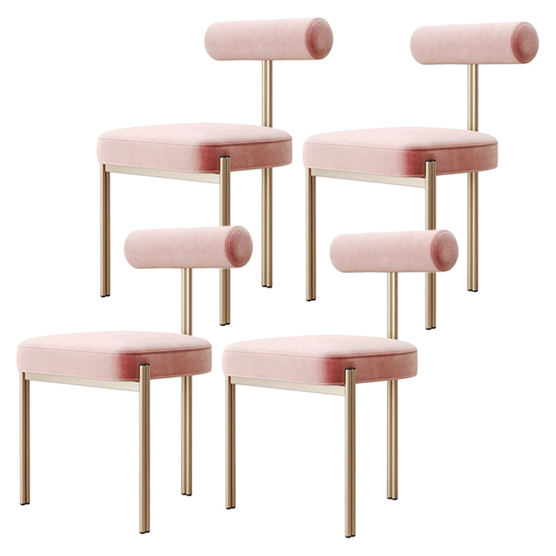 Glam Style Upholstered Dining Chair Open Back Dining Side Chair for Indoor Pink Gold 4 Piece Set Clearhalo 'Dining Chairs' 'Dining Tables & Seating' 'dining_chair' 'furn' 'furn_dining_chair' 'Furniture' 'furniture_dining_chair' 'Kitchen & Dining Furniture' 5019923