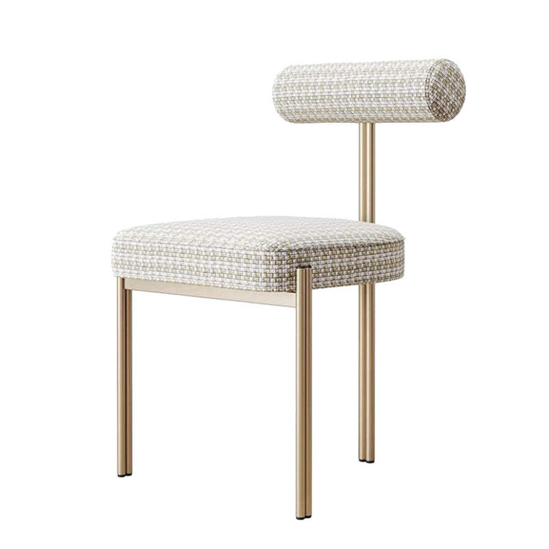 Glam Style Upholstered Dining Chair Open Back Dining Side Chair for Indoor White-Yellow 1 Piece Clearhalo 'Dining Chairs' 'Dining Tables & Seating' 'dining_chair' 'furn' 'furn_dining_chair' 'Furniture' 'furniture_dining_chair' 'Kitchen & Dining Furniture' 5019924