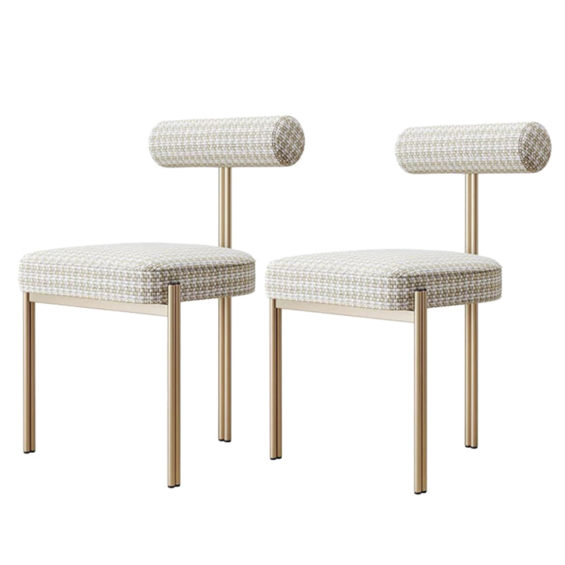 Glam Style Upholstered Dining Chair Open Back Dining Side Chair for Indoor White-Yellow 2 Piece Set Clearhalo 'Dining Chairs' 'Dining Tables & Seating' 'dining_chair' 'furn' 'furn_dining_chair' 'Furniture' 'furniture_dining_chair' 'Kitchen & Dining Furniture' 5019925