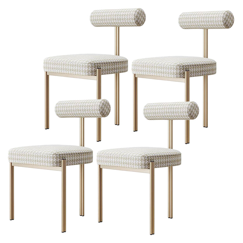 Glam Style Upholstered Dining Chair Open Back Dining Side Chair for Indoor White-Yellow 4 Piece Set Clearhalo 'Dining Chairs' 'Dining Tables & Seating' 'dining_chair' 'furn' 'furn_dining_chair' 'Furniture' 'furniture_dining_chair' 'Kitchen & Dining Furniture' 5019926