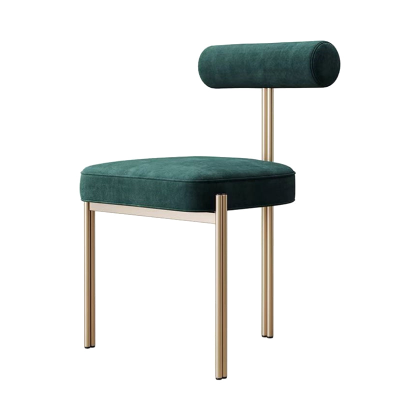 Glam Style Upholstered Dining Chair Open Back Dining Side Chair for Indoor Green Gold 1 Piece Clearhalo 'Dining Chairs' 'Dining Tables & Seating' 'dining_chair' 'furn' 'furn_dining_chair' 'Furniture' 'furniture_dining_chair' 'Kitchen & Dining Furniture' 5019927
