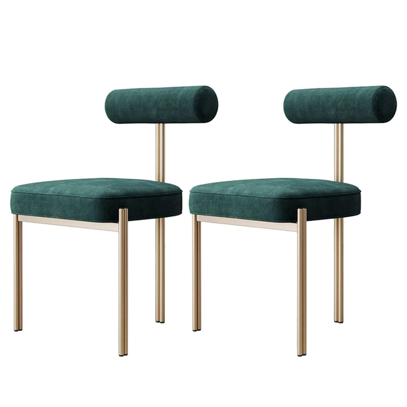 Glam Style Upholstered Dining Chair Open Back Dining Side Chair for Indoor Green Gold 2 Piece Set Clearhalo 'Dining Chairs' 'Dining Tables & Seating' 'dining_chair' 'furn' 'furn_dining_chair' 'Furniture' 'furniture_dining_chair' 'Kitchen & Dining Furniture' 5019928