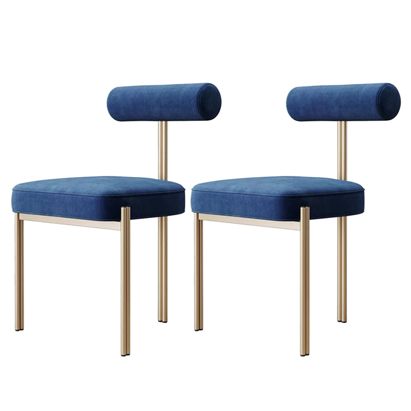 Glam Style Upholstered Dining Chair Open Back Dining Side Chair for Indoor Blue Gold 2 Piece Set Clearhalo 'Dining Chairs' 'Dining Tables & Seating' 'dining_chair' 'furn' 'furn_dining_chair' 'Furniture' 'furniture_dining_chair' 'Kitchen & Dining Furniture' 5019931