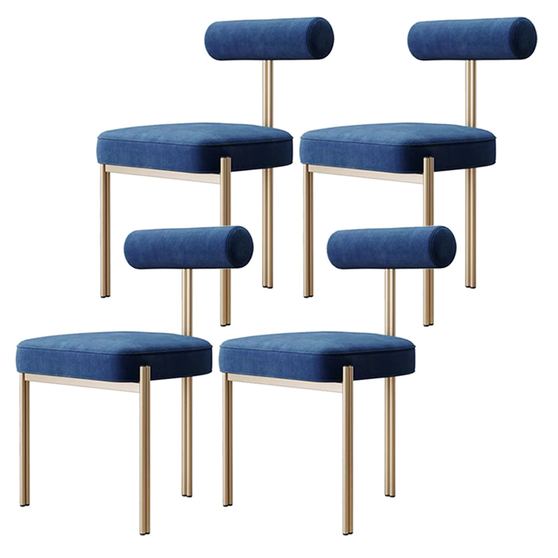 Glam Style Upholstered Dining Chair Open Back Dining Side Chair for Indoor Blue Gold 4 Piece Set Clearhalo 'Dining Chairs' 'Dining Tables & Seating' 'dining_chair' 'furn' 'furn_dining_chair' 'Furniture' 'furniture_dining_chair' 'Kitchen & Dining Furniture' 5019932