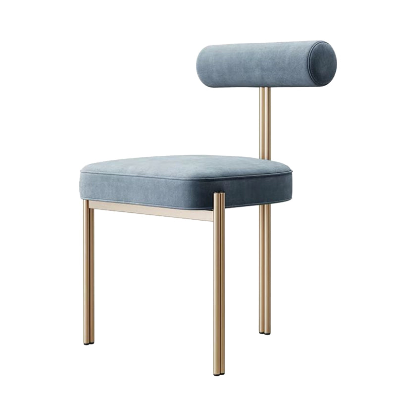 Glam Style Upholstered Dining Chair Open Back Dining Side Chair for Indoor Blue 1 Piece Clearhalo 'Dining Chairs' 'Dining Tables & Seating' 'dining_chair' 'furn' 'furn_dining_chair' 'Furniture' 'furniture_dining_chair' 'Kitchen & Dining Furniture' 5019933