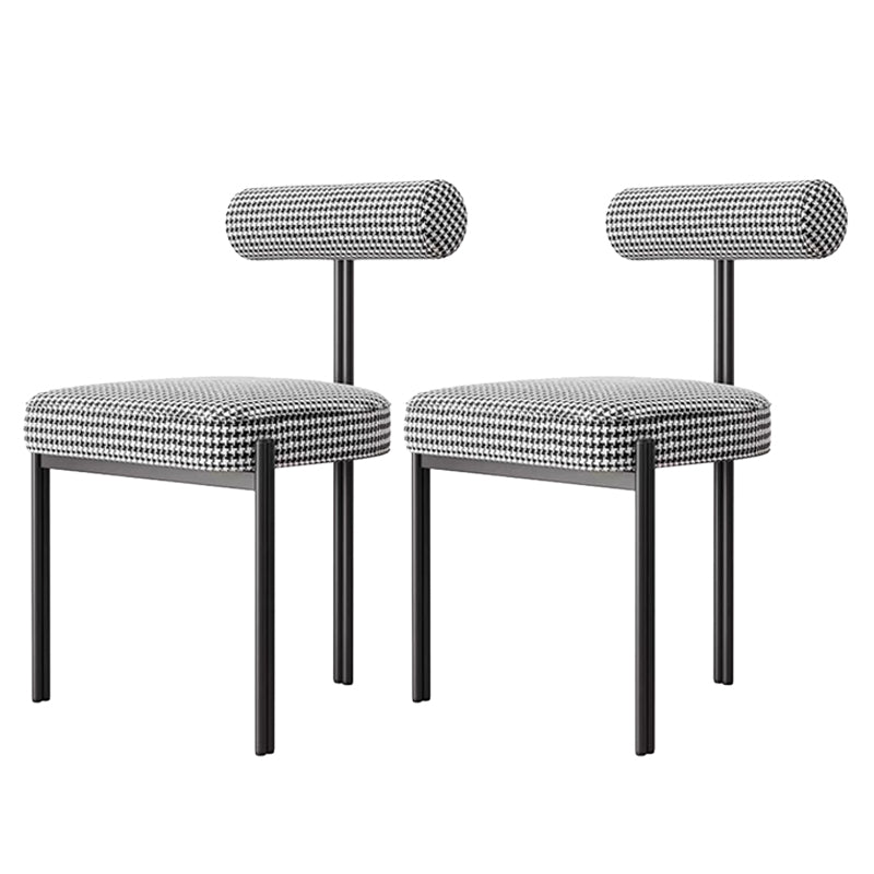 Glam Style Upholstered Dining Chair Open Back Dining Side Chair for Indoor Black-White 2 Piece Set Clearhalo 'Dining Chairs' 'Dining Tables & Seating' 'dining_chair' 'furn' 'furn_dining_chair' 'Furniture' 'furniture_dining_chair' 'Kitchen & Dining Furniture' 5019937