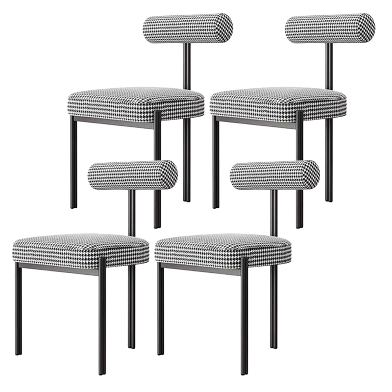 Glam Style Upholstered Dining Chair Open Back Dining Side Chair for Indoor Black-White 4 Piece Set Clearhalo 'Dining Chairs' 'Dining Tables & Seating' 'dining_chair' 'furn' 'furn_dining_chair' 'Furniture' 'furniture_dining_chair' 'Kitchen & Dining Furniture' 5019938