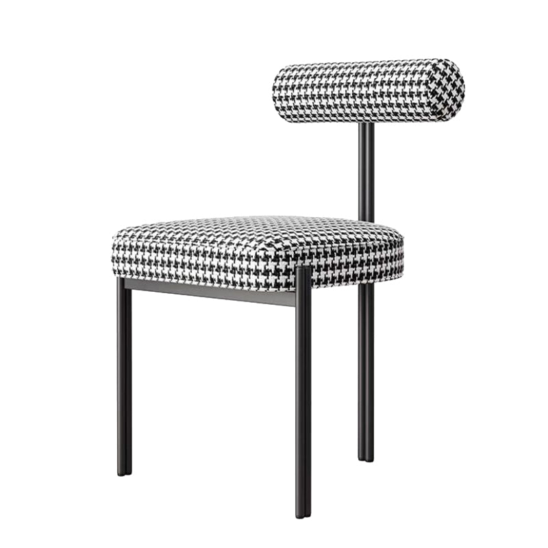 Glam Style Upholstered Dining Chair Open Back Dining Side Chair for Indoor Black White 1 Piece Clearhalo 'Dining Chairs' 'Dining Tables & Seating' 'dining_chair' 'furn' 'furn_dining_chair' 'Furniture' 'furniture_dining_chair' 'Kitchen & Dining Furniture' 5019939