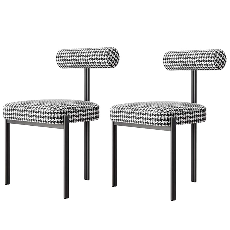 Glam Style Upholstered Dining Chair Open Back Dining Side Chair for Indoor Black White 2 Piece Set Clearhalo 'Dining Chairs' 'Dining Tables & Seating' 'dining_chair' 'furn' 'furn_dining_chair' 'Furniture' 'furniture_dining_chair' 'Kitchen & Dining Furniture' 5019940