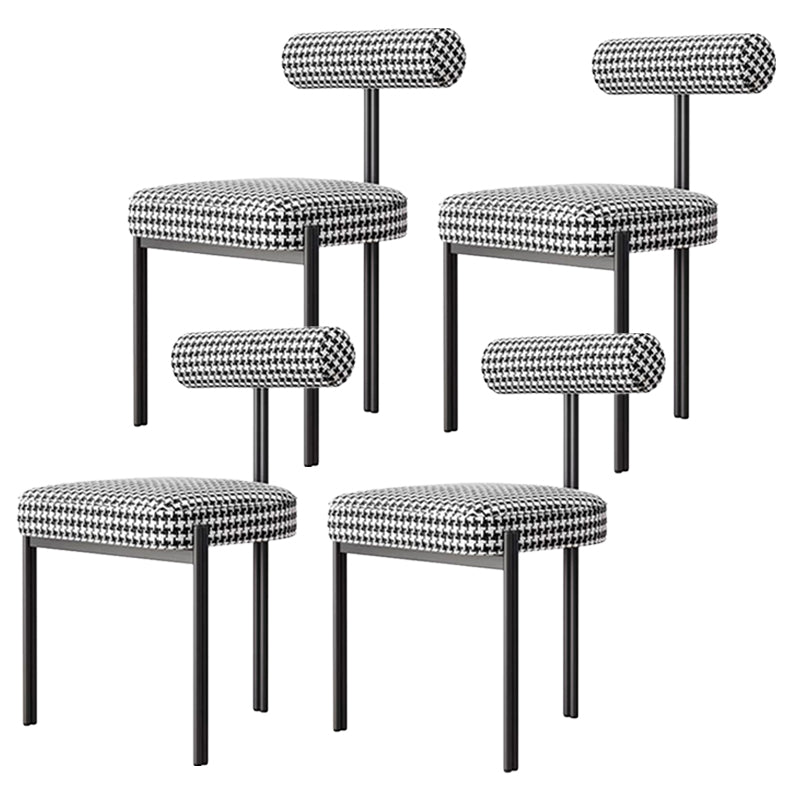 Glam Style Upholstered Dining Chair Open Back Dining Side Chair for Indoor Black White 4 Piece Set Clearhalo 'Dining Chairs' 'Dining Tables & Seating' 'dining_chair' 'furn' 'furn_dining_chair' 'Furniture' 'furniture_dining_chair' 'Kitchen & Dining Furniture' 5019941