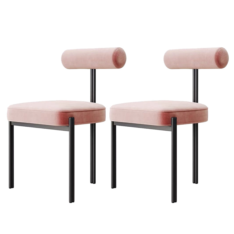 Glam Style Upholstered Dining Chair Open Back Dining Side Chair for Indoor Pink Black 2 Piece Set Clearhalo 'Dining Chairs' 'Dining Tables & Seating' 'dining_chair' 'furn' 'furn_dining_chair' 'Furniture' 'furniture_dining_chair' 'Kitchen & Dining Furniture' 5019943