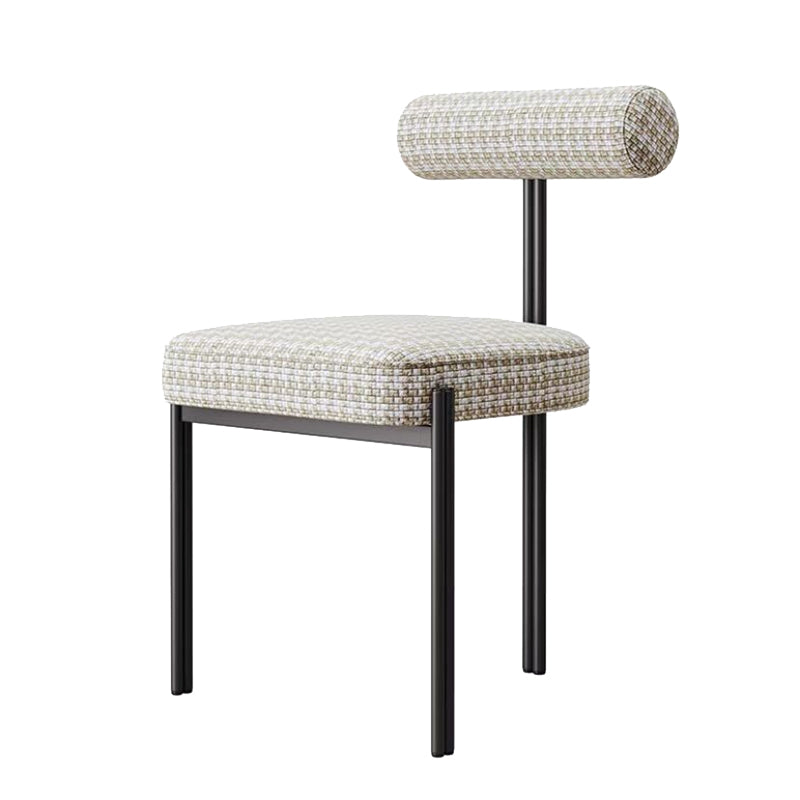 Glam Style Upholstered Dining Chair Open Back Dining Side Chair for Indoor Yellow White 1 Piece Clearhalo 'Dining Chairs' 'Dining Tables & Seating' 'dining_chair' 'furn' 'furn_dining_chair' 'Furniture' 'furniture_dining_chair' 'Kitchen & Dining Furniture' 5019945