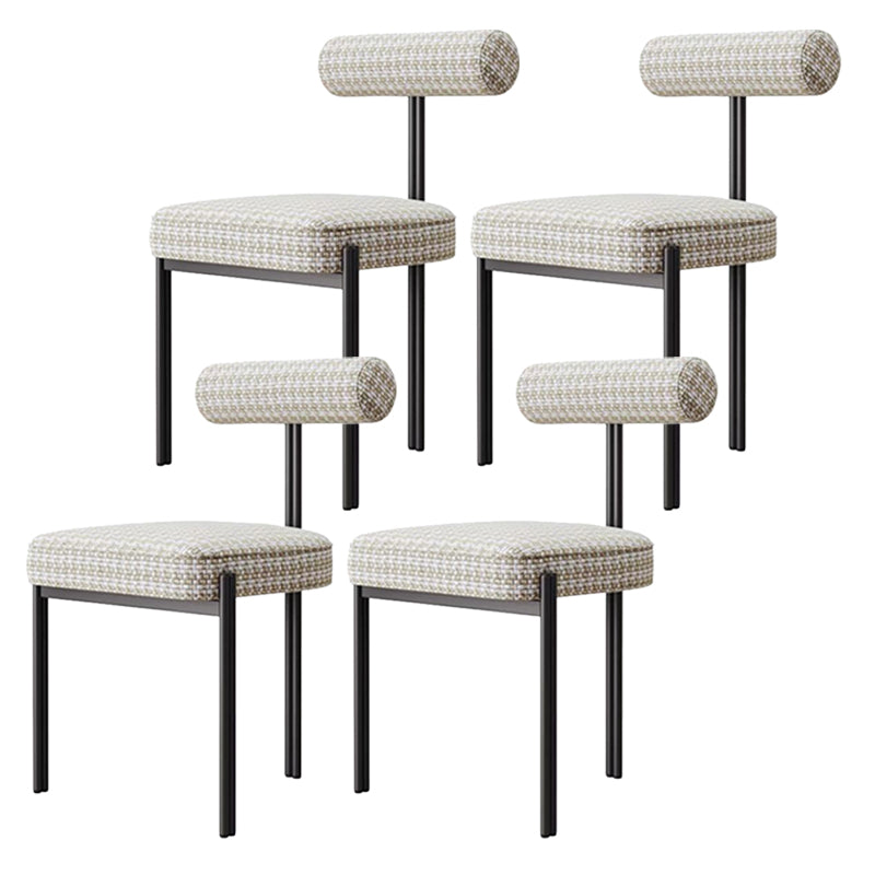 Glam Style Upholstered Dining Chair Open Back Dining Side Chair for Indoor Yellow White 4 Piece Set Clearhalo 'Dining Chairs' 'Dining Tables & Seating' 'dining_chair' 'furn' 'furn_dining_chair' 'Furniture' 'furniture_dining_chair' 'Kitchen & Dining Furniture' 5019947