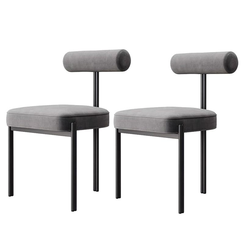 Glam Style Upholstered Dining Chair Open Back Dining Side Chair for Indoor Black-Gray 2 Piece Set Clearhalo 'Dining Chairs' 'Dining Tables & Seating' 'dining_chair' 'furn' 'furn_dining_chair' 'Furniture' 'furniture_dining_chair' 'Kitchen & Dining Furniture' 5019949