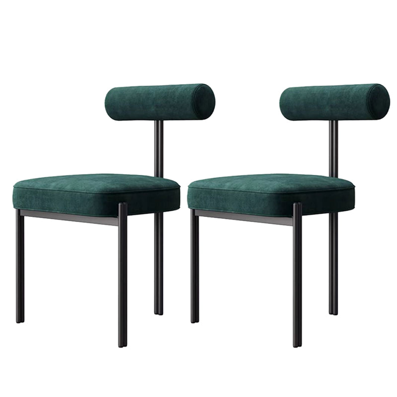 Glam Style Upholstered Dining Chair Open Back Dining Side Chair for Indoor Green-Black 2 Piece Set Clearhalo 'Dining Chairs' 'Dining Tables & Seating' 'dining_chair' 'furn' 'furn_dining_chair' 'Furniture' 'furniture_dining_chair' 'Kitchen & Dining Furniture' 5019952