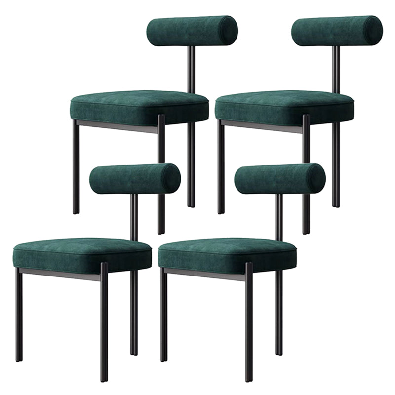 Glam Style Upholstered Dining Chair Open Back Dining Side Chair for Indoor Green-Black 4 Piece Set Clearhalo 'Dining Chairs' 'Dining Tables & Seating' 'dining_chair' 'furn' 'furn_dining_chair' 'Furniture' 'furniture_dining_chair' 'Kitchen & Dining Furniture' 5019953