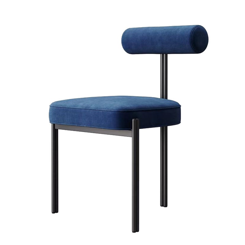 Glam Style Upholstered Dining Chair Open Back Dining Side Chair for Indoor Blue-Black 1 Piece Clearhalo 'Dining Chairs' 'Dining Tables & Seating' 'dining_chair' 'furn' 'furn_dining_chair' 'Furniture' 'furniture_dining_chair' 'Kitchen & Dining Furniture' 5019954