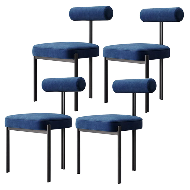 Glam Style Upholstered Dining Chair Open Back Dining Side Chair for Indoor Blue-Black 4 Piece Set Clearhalo 'Dining Chairs' 'Dining Tables & Seating' 'dining_chair' 'furn' 'furn_dining_chair' 'Furniture' 'furniture_dining_chair' 'Kitchen & Dining Furniture' 5019956
