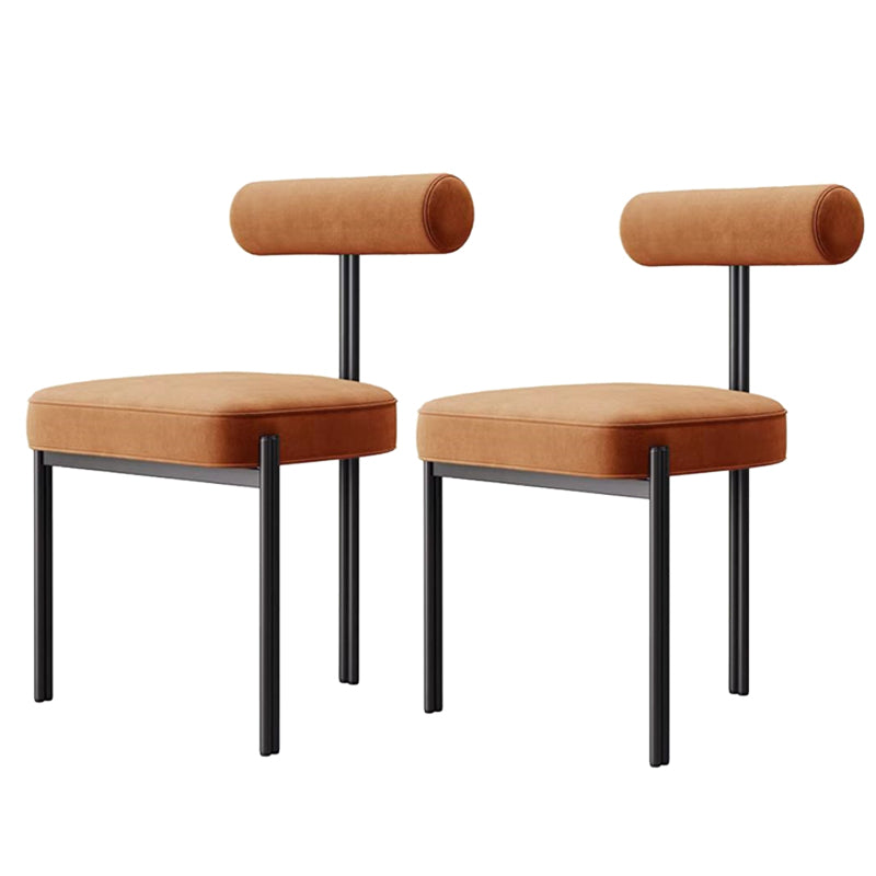 Glam Style Upholstered Dining Chair Open Back Dining Side Chair for Indoor Black-Orange 2 Piece Set Clearhalo 'Dining Chairs' 'Dining Tables & Seating' 'dining_chair' 'furn' 'furn_dining_chair' 'Furniture' 'furniture_dining_chair' 'Kitchen & Dining Furniture' 5019957