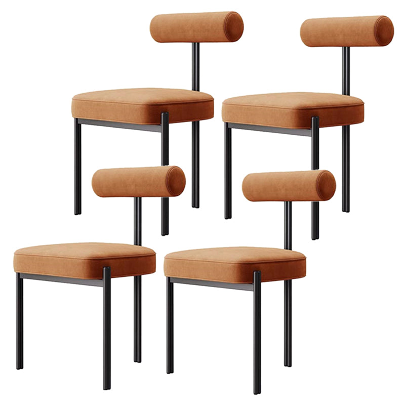 Glam Style Upholstered Dining Chair Open Back Dining Side Chair for Indoor Black-Orange 4 Piece Set Clearhalo 'Dining Chairs' 'Dining Tables & Seating' 'dining_chair' 'furn' 'furn_dining_chair' 'Furniture' 'furniture_dining_chair' 'Kitchen & Dining Furniture' 5019958