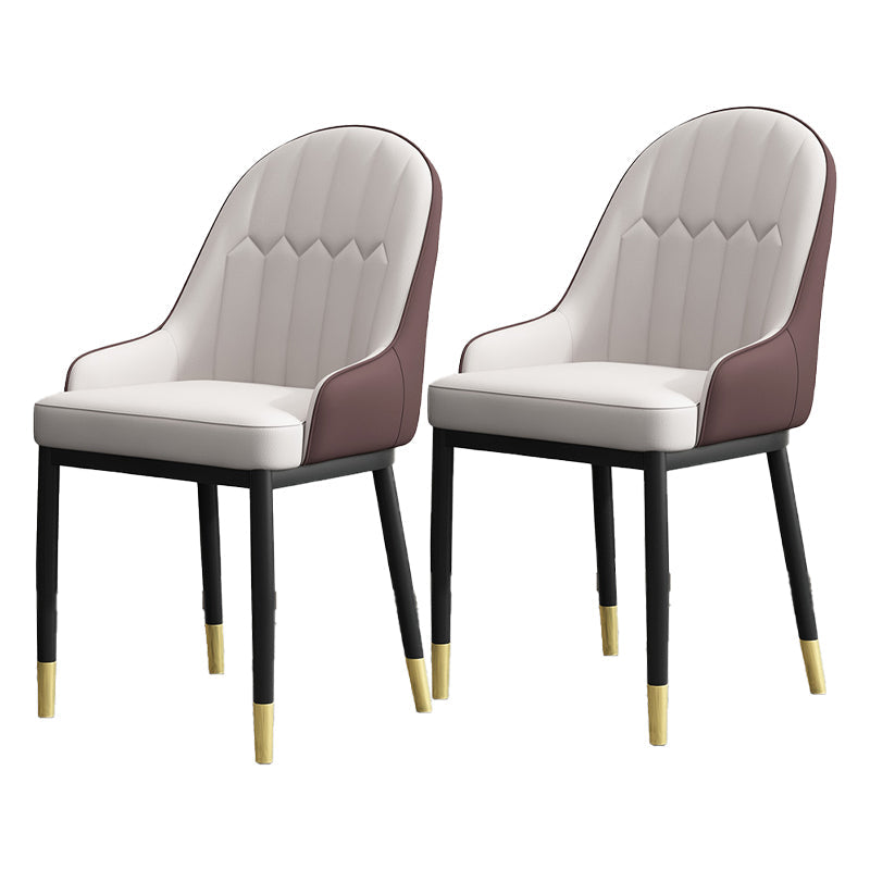 Armless Dining Chairs Nordic Faux Leather Side Chairs for Dining Room Gray-Brown 2 Piece Set Clearhalo 'Dining Chairs' 'Dining Tables & Seating' 'dining_chair' 'furn' 'furn_dining_chair' 'Furniture' 'furniture_dining_chair' 'Kitchen & Dining Furniture' 5019964