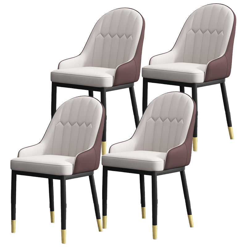 Armless Dining Chairs Nordic Faux Leather Side Chairs for Dining Room Gray-Brown 4 Piece Set Clearhalo 'Dining Chairs' 'Dining Tables & Seating' 'dining_chair' 'furn' 'furn_dining_chair' 'Furniture' 'furniture_dining_chair' 'Kitchen & Dining Furniture' 5019967