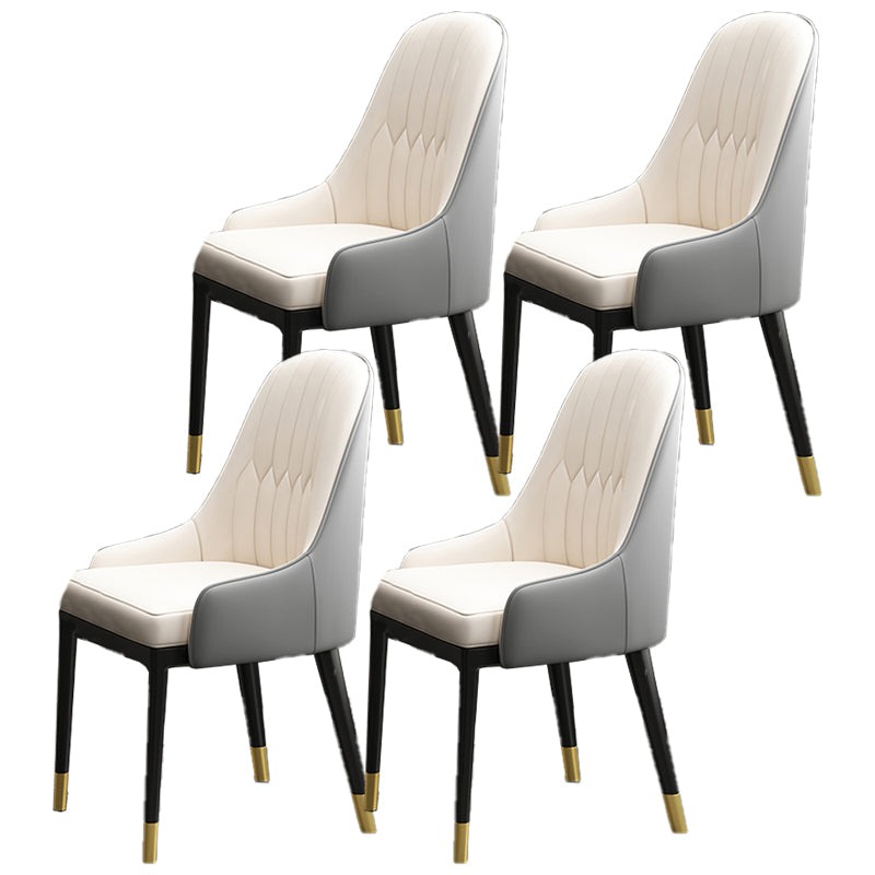 Armless Dining Chairs Nordic Faux Leather Side Chairs for Dining Room White-Gray 4 Piece Set Clearhalo 'Dining Chairs' 'Dining Tables & Seating' 'dining_chair' 'furn' 'furn_dining_chair' 'Furniture' 'furniture_dining_chair' 'Kitchen & Dining Furniture' 5019971