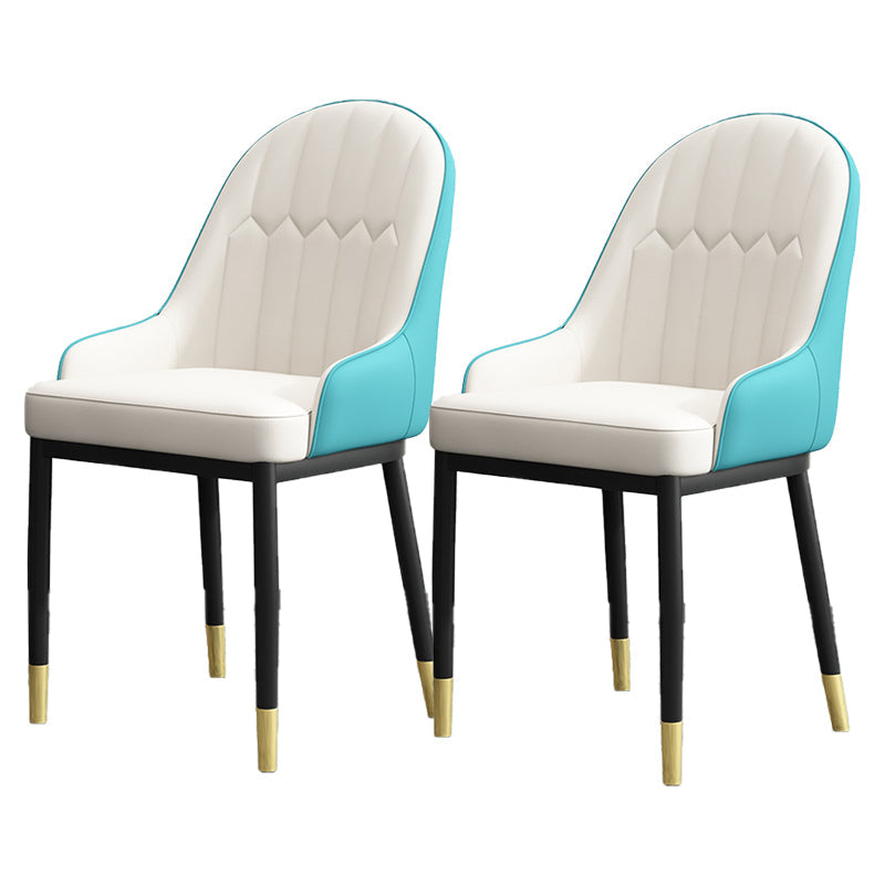 Armless Dining Chairs Nordic Faux Leather Side Chairs for Dining Room White-Blue 2 Piece Set Clearhalo 'Dining Chairs' 'Dining Tables & Seating' 'dining_chair' 'furn' 'furn_dining_chair' 'Furniture' 'furniture_dining_chair' 'Kitchen & Dining Furniture' 5019972